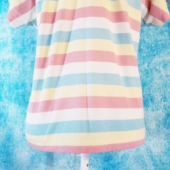 VTG 80s Career Guild Pastel Striped Dolman Top - Picture 9 of 14